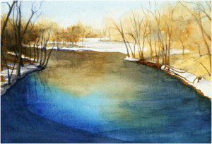 DesPlaines River, 7" x 10" watercolor
